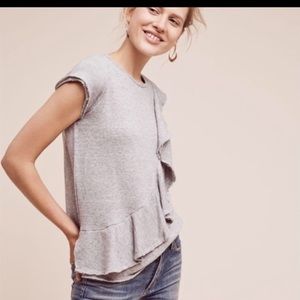 Deletta Grey Ruffle Detailing Top; Size S